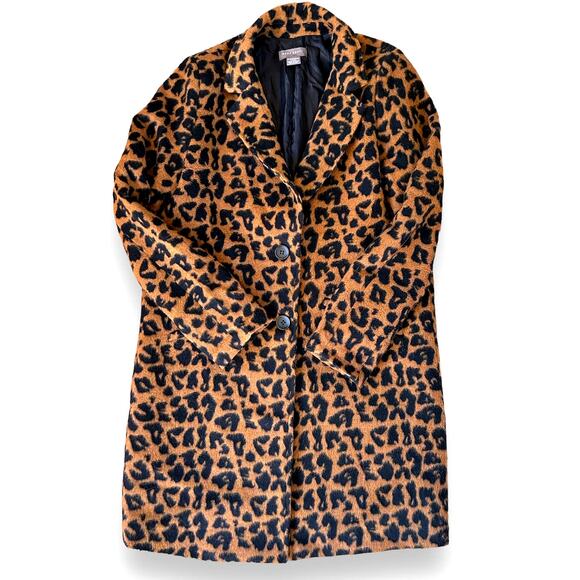 Leopard Faux Fur Winter Coat Women SANS SOUCI Sz Small - Picture 5 of 8